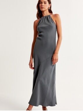 Abercrombie & Fitch Charcoal High-Neck Maxi Dress